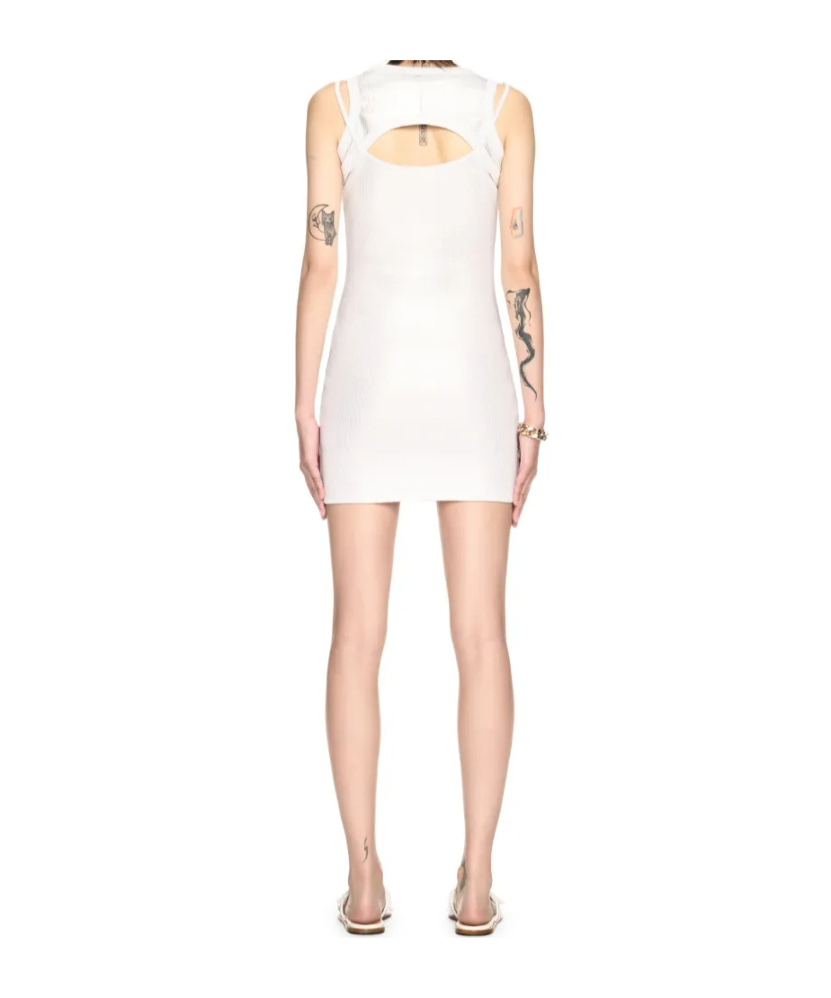 Off-white Coated Ribbed Mini Dresss In White