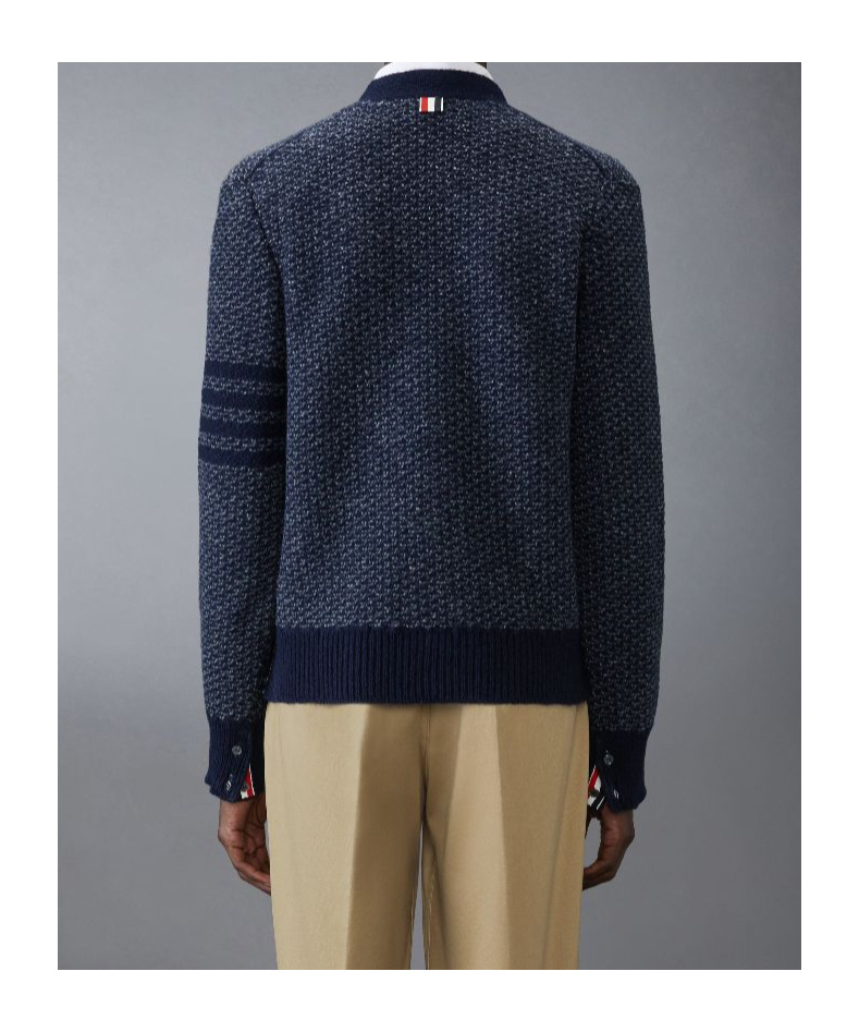 Thom Browne 4-bar Textured-knit Cardigan In Blue