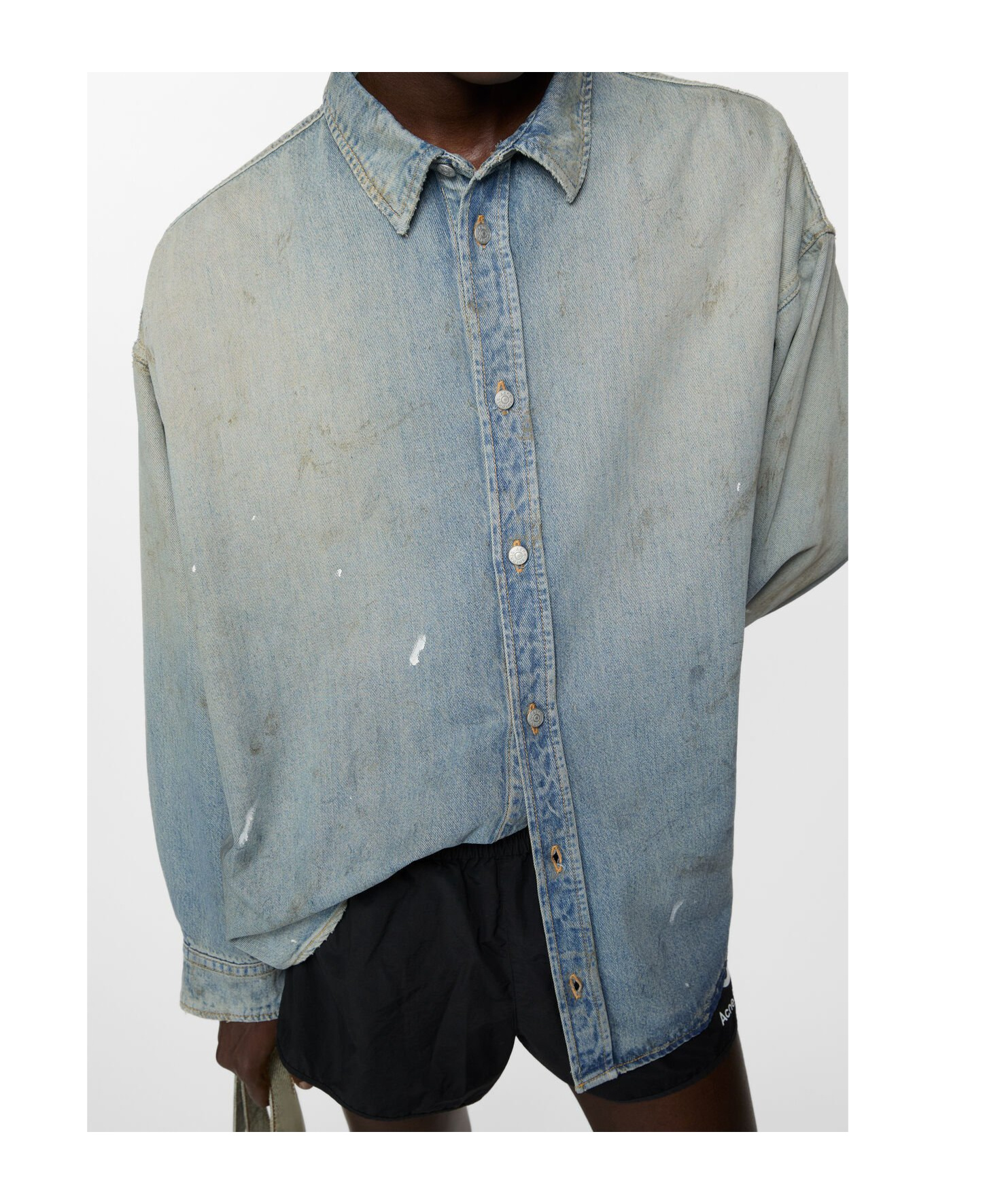 Acne Studios Denim Button-up Shirt In Gray