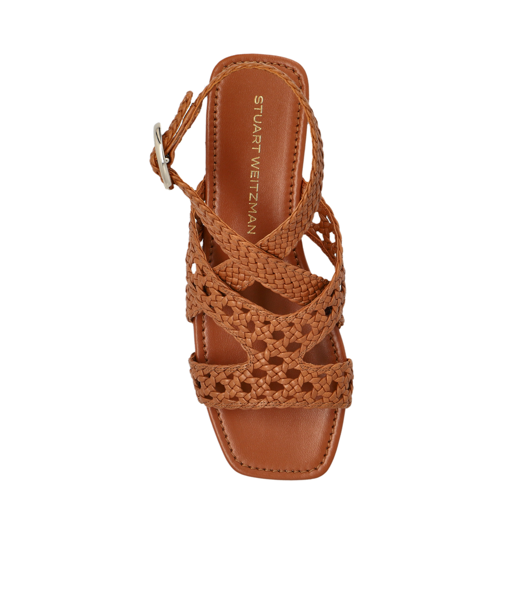 Stuart Weitzman Heel Sandals With Braided Straps And Open Toe In Brown