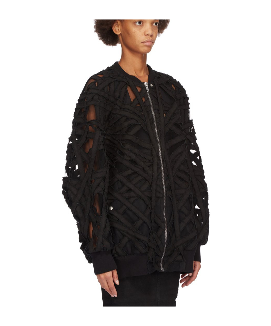 Rick Owens Peter Cut-out Detailed Flight Jacket In Black