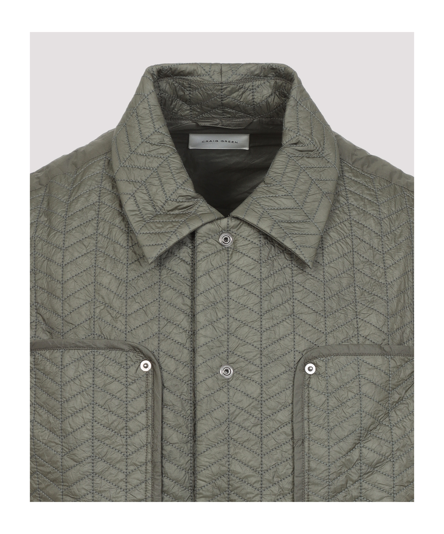 Craig Green Quilted Cotton Blend Jacket With Adjustable Drawstring In Gray