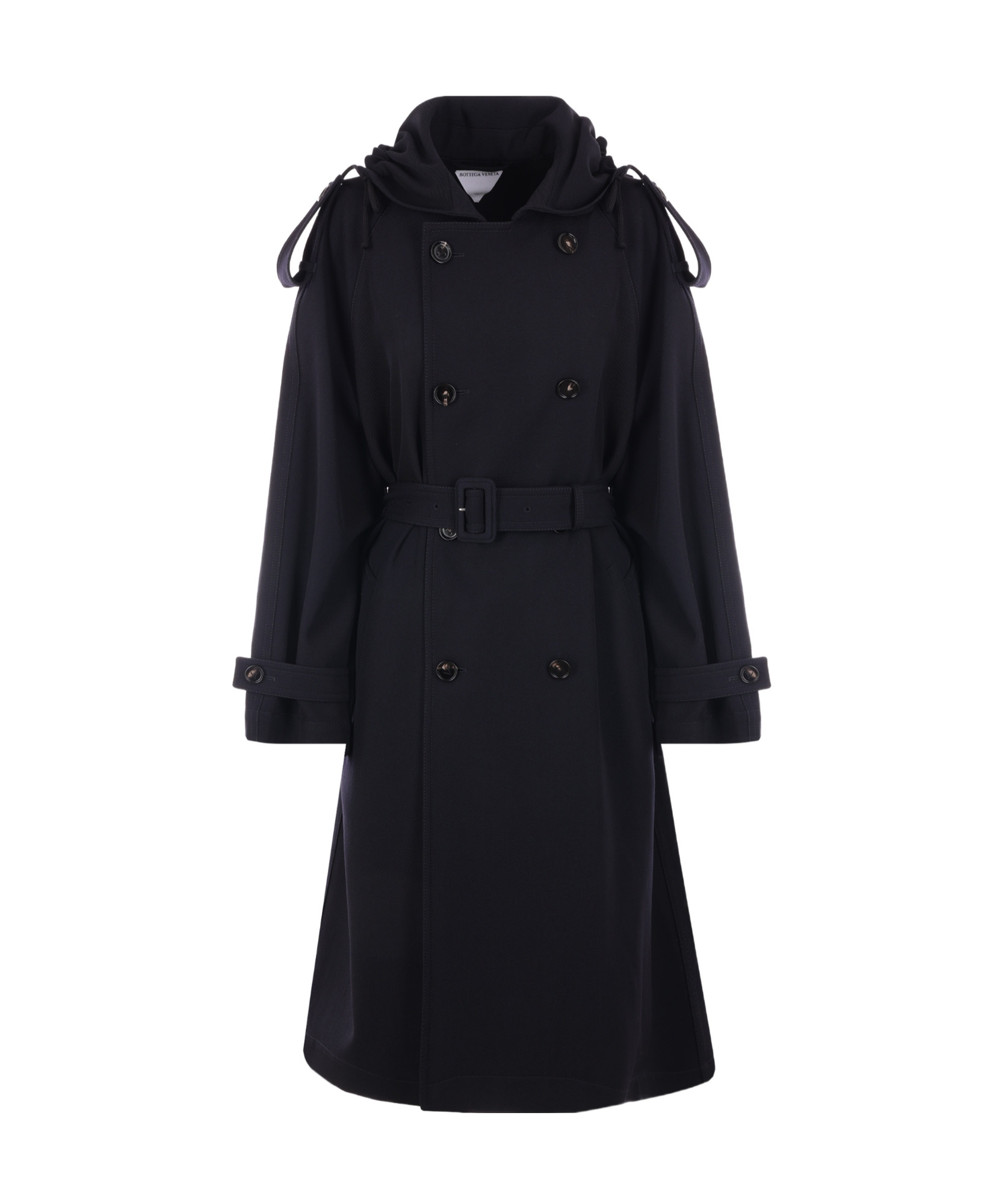 Bottega Veneta Double-breasted Trench Coat In Black