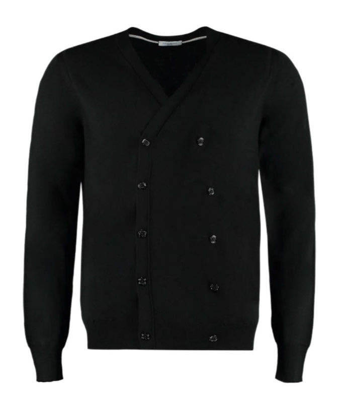 Paolo Pecora Double-breasted Knitted Cardigan In Black