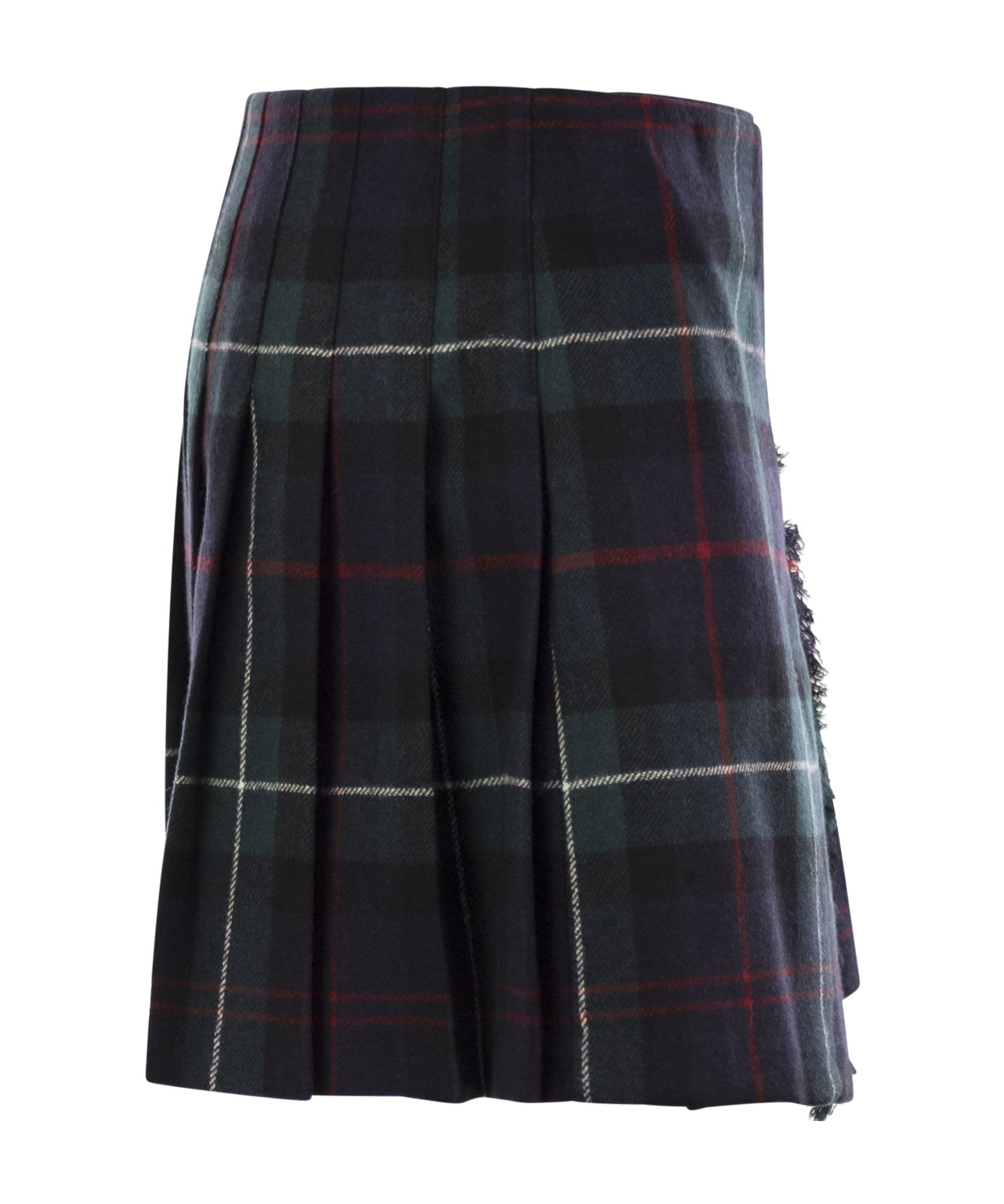 Polo Ralph Lauren Plaid Pleated Wool Twill Wrap Skirt In Black