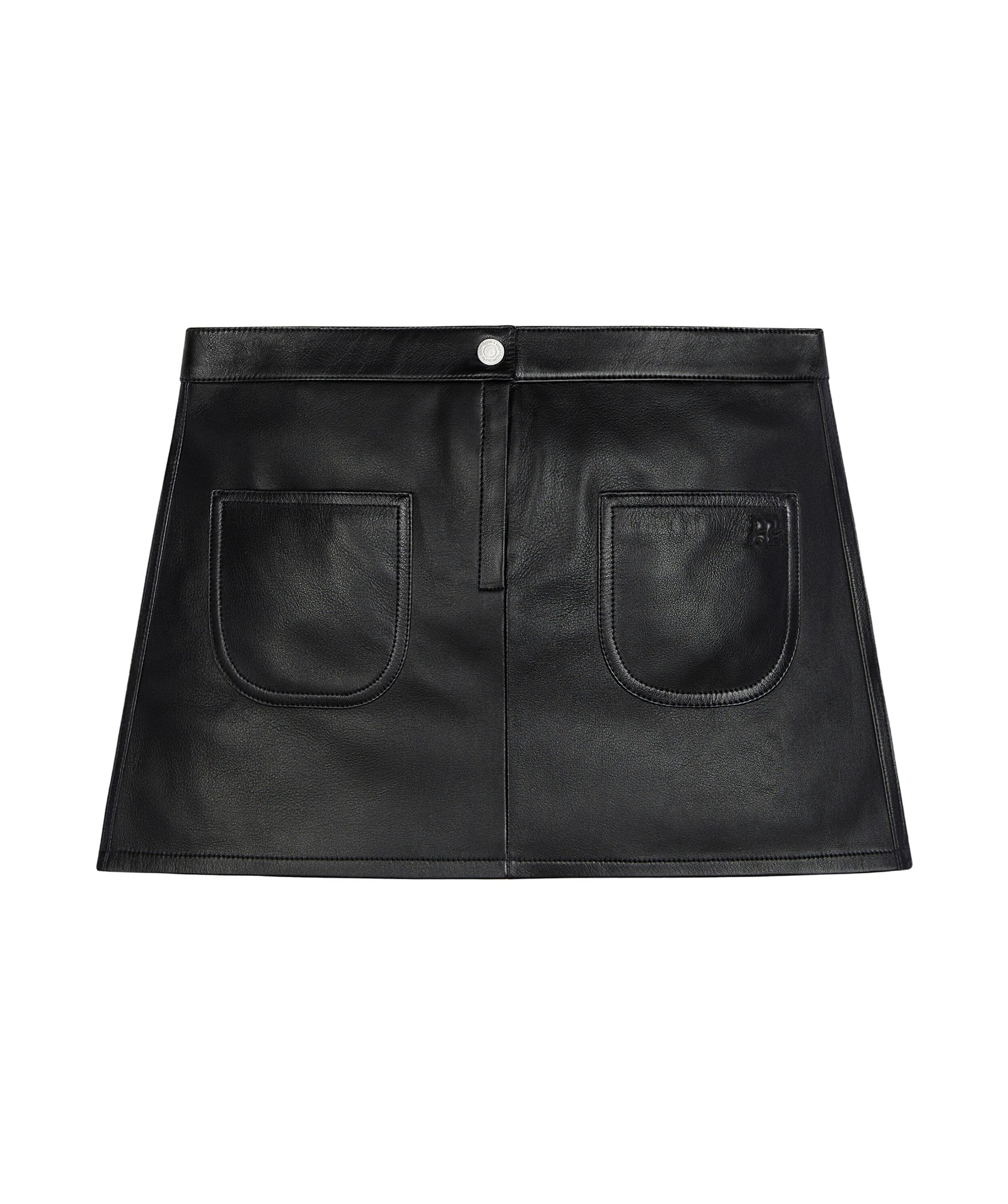 Courrèges Vintage Leather Mini Skirt In Black