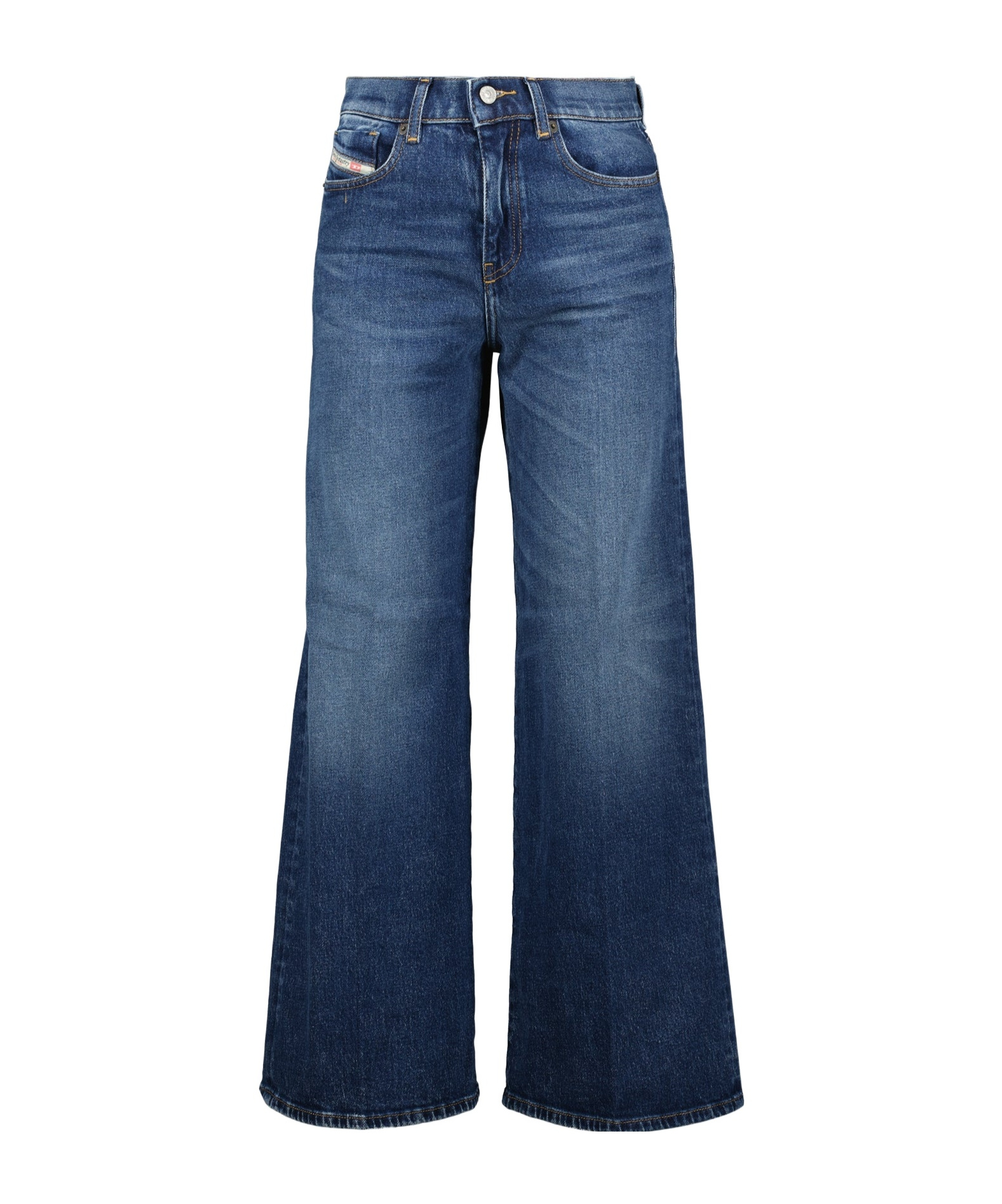 Diesel 'd-sire 1996' Blue Jeans With Wide Leg And Logo Patch On The Rear In Blue