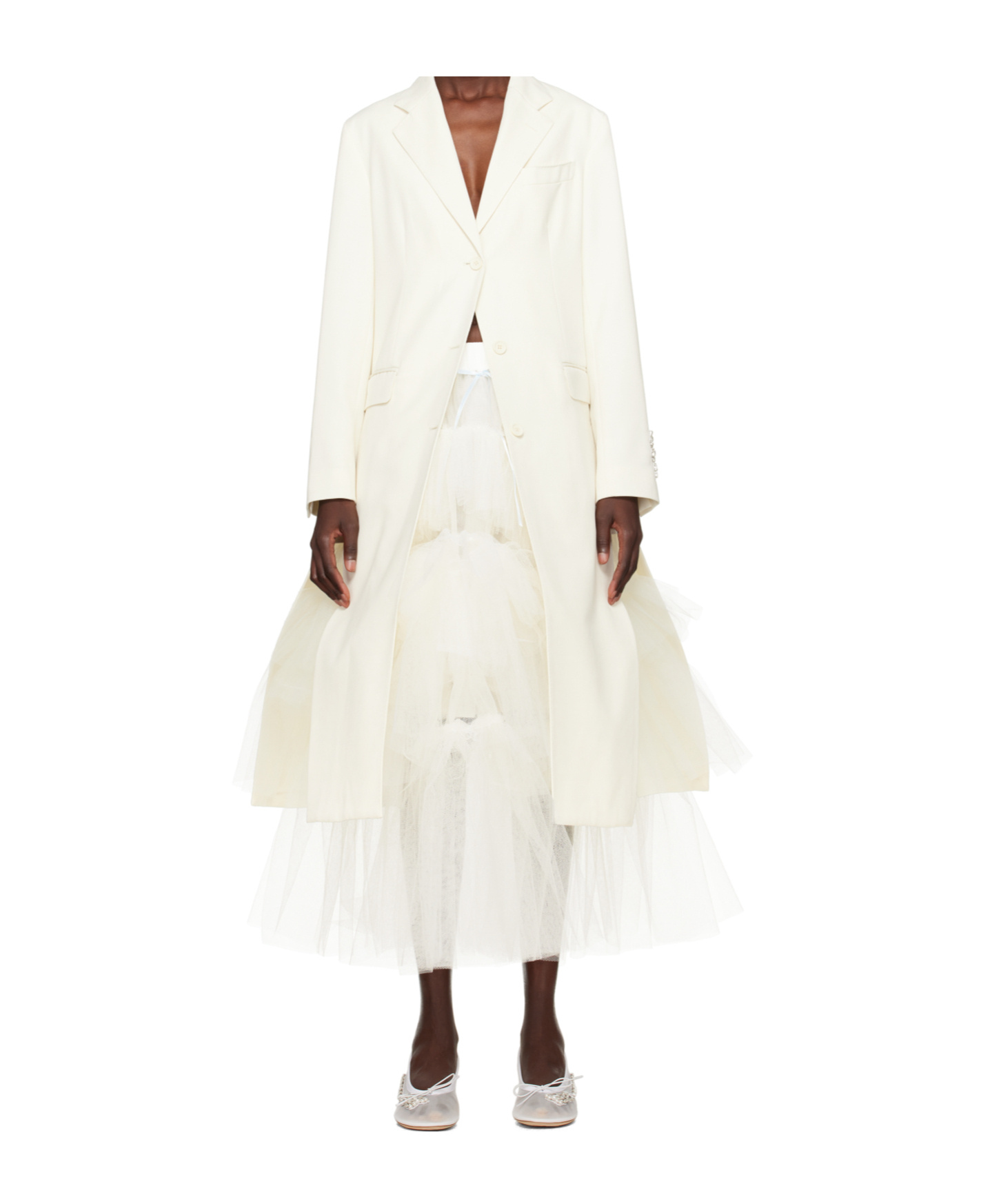 Simone Rocha Cut-out Bow Detail Coat In Neutral