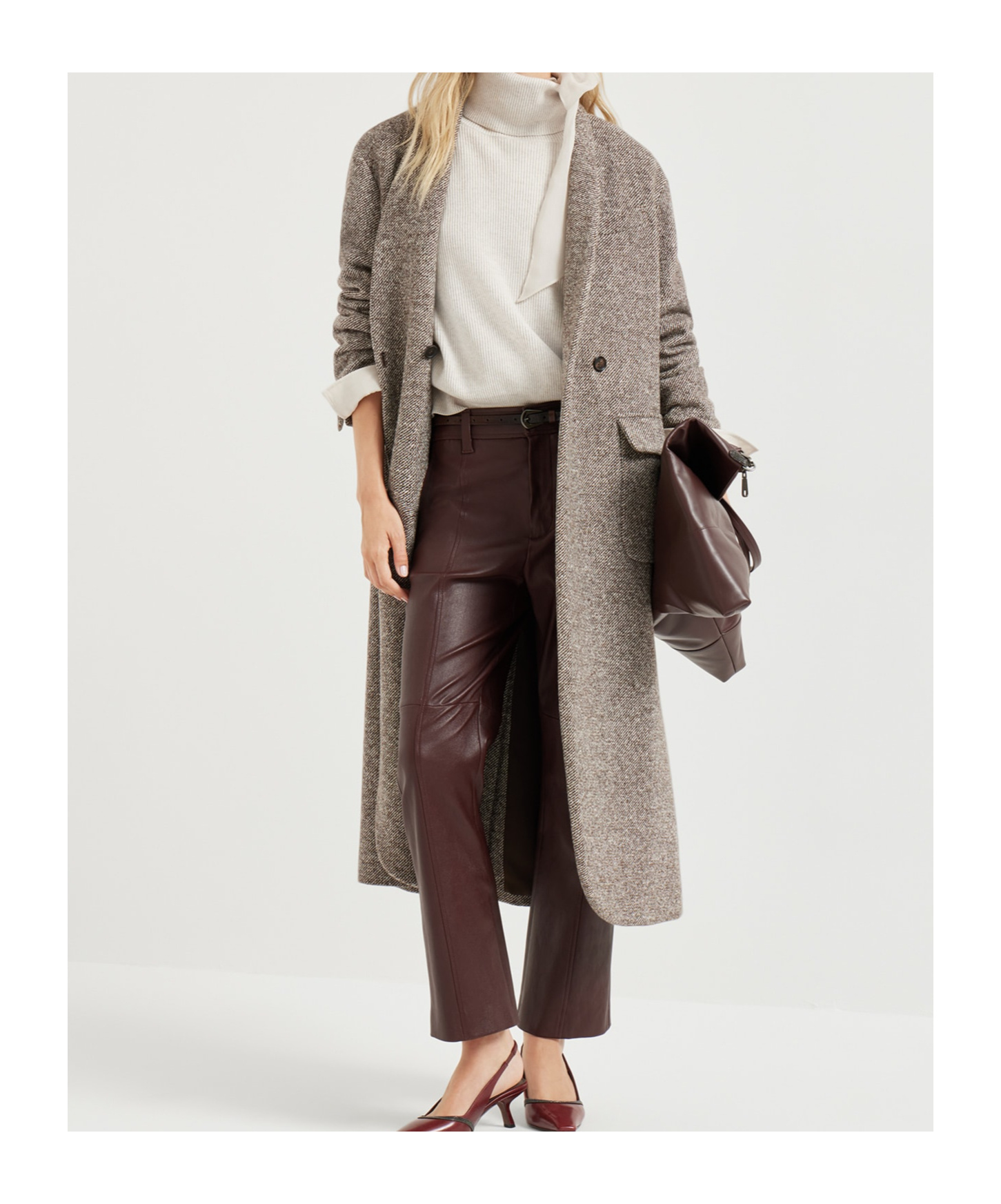 Brunello Cucinelli Belted Coat In Gray