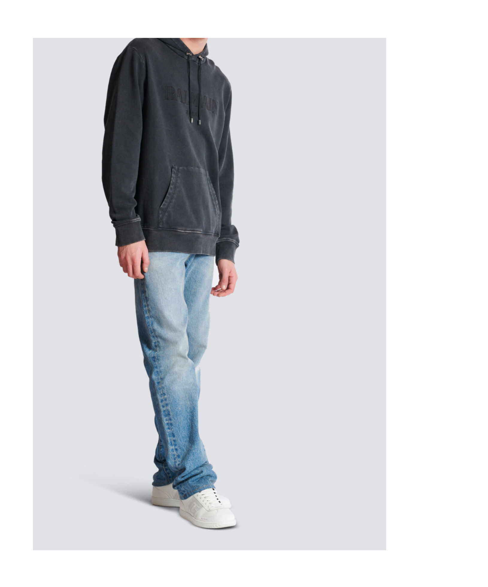 Balmain Logo-embroidered Cotton-jersey Hoodie In Black