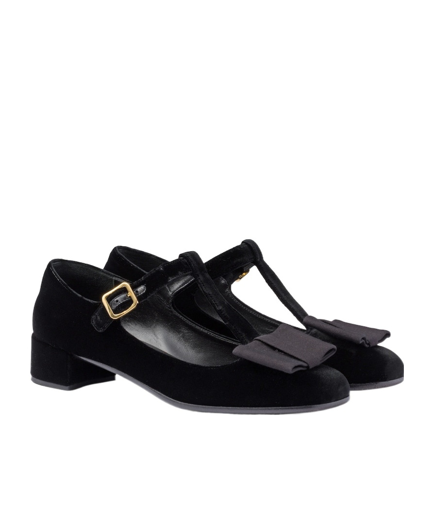 Shop Prada Velvet Pumps In Black