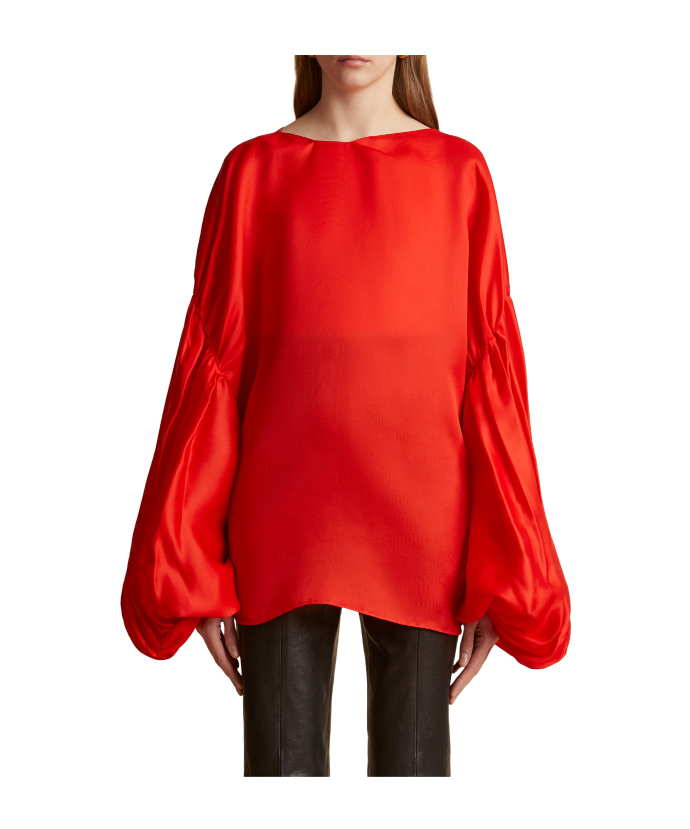 Shop Khaite The Quico Silk Blouse In Red