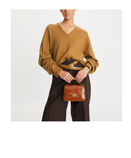 Tory Burch Robinson Logo-plaque Shoulder Bag In Brown