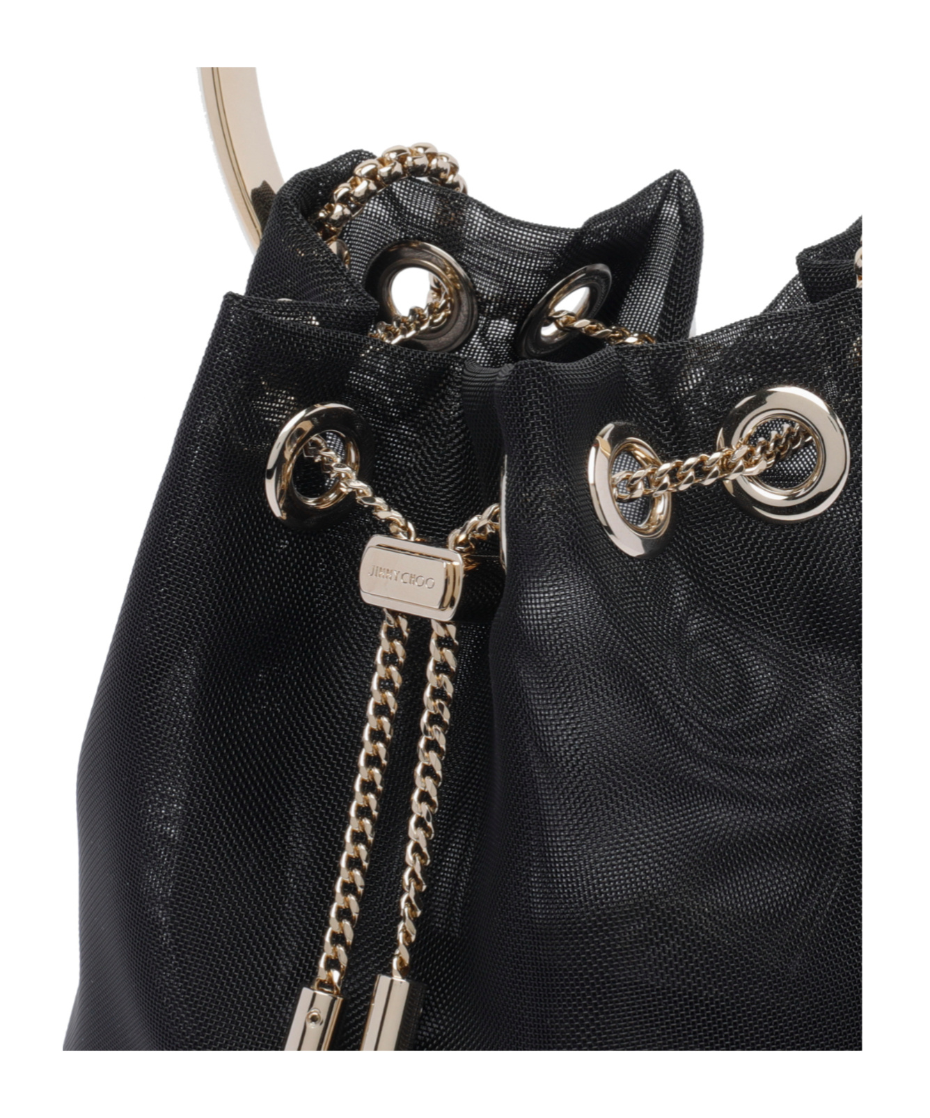 Jimmy Choo Mesh Bon Bon Top-handle Bag In Black