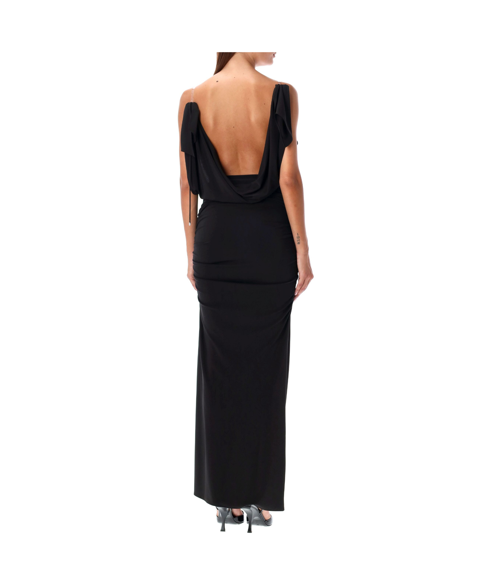Attico Suspender Deep V Dress In Black