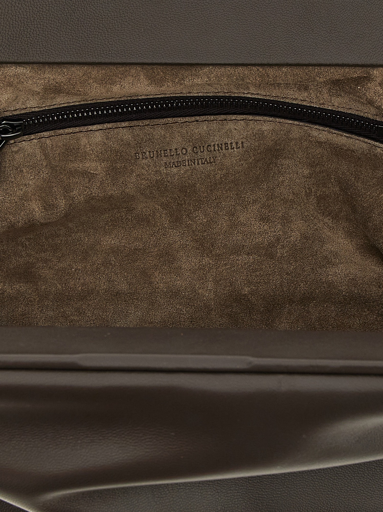 Brunello Cucinelli Chain Strap Shoulder Bag With Soft Texture In Gray