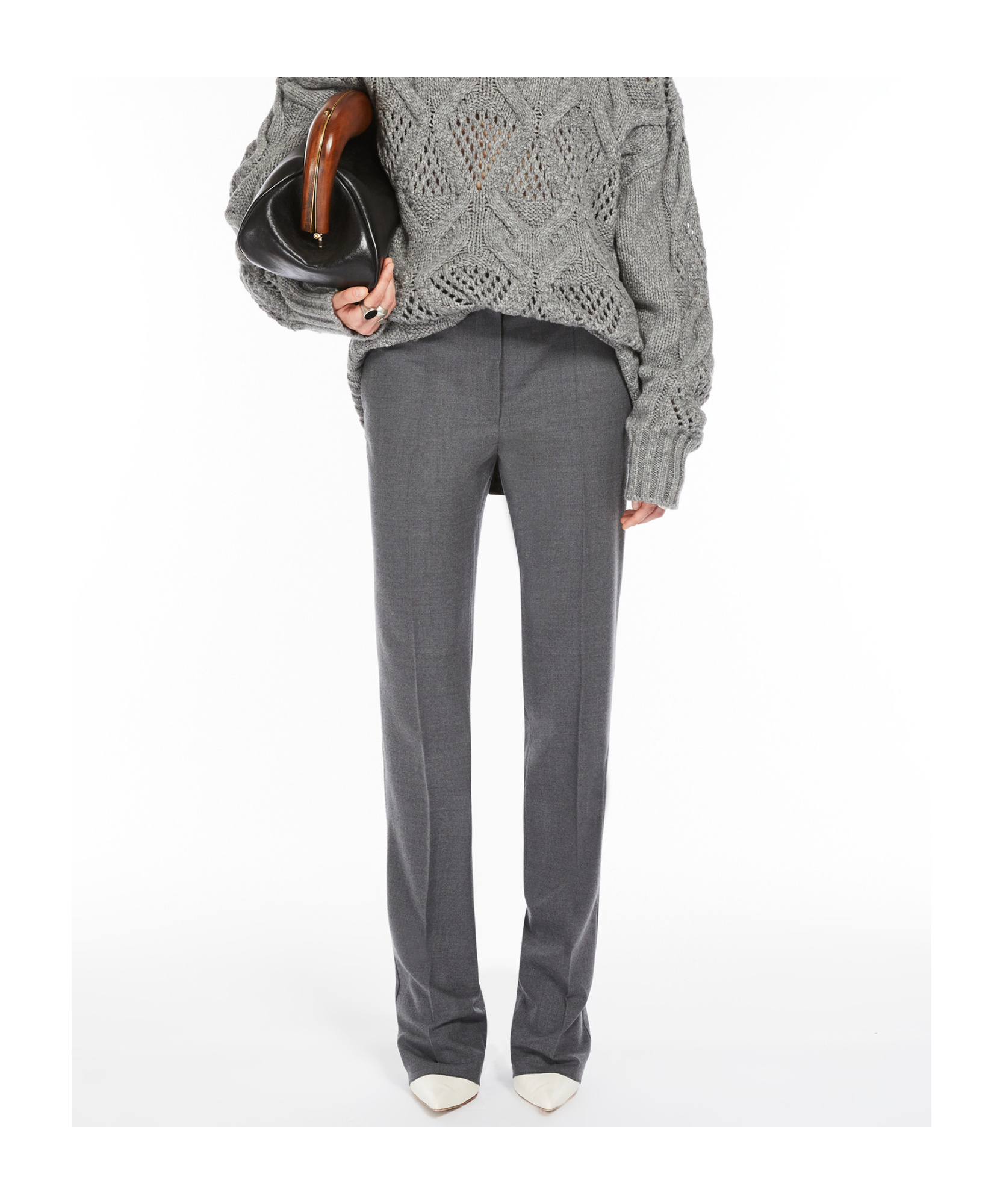 Sportmax Belt-loop Wool Casual Pants In Black