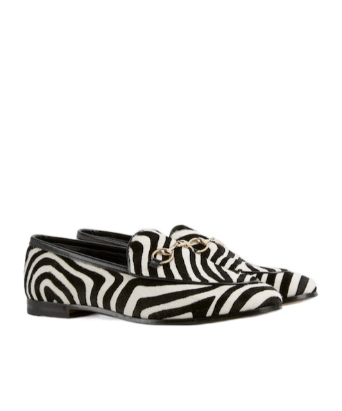 Gucci Zebra-print Calf Hair Loafers In Black