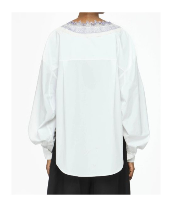 Jw Anderson Lace Trim V-neck Cotton Blouse In White