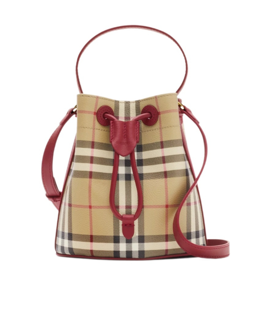 Burberry Mini Check Bucket Bag In Brown