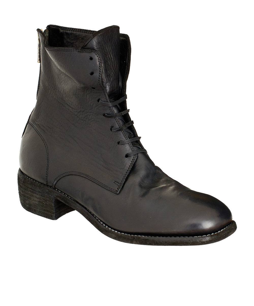 Guidi Stivale Allacciato In Pelle Con Zip In Black