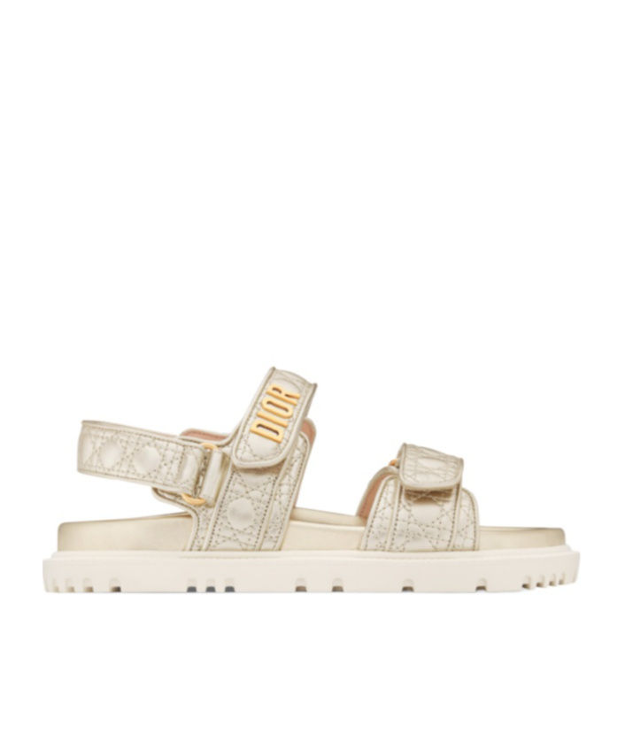 Dior Flat Open Toe Sandals With Textured Sole In Neutral