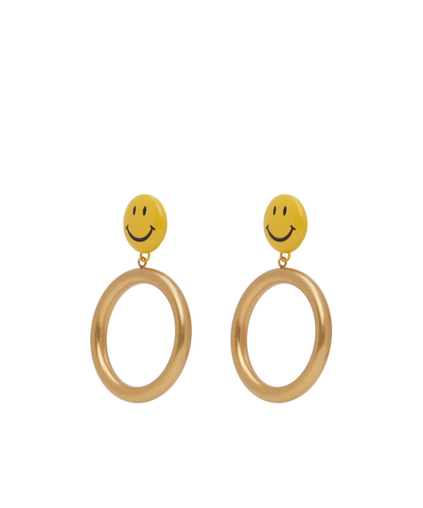 Moschino Round Smile-motif Earrings In Gold