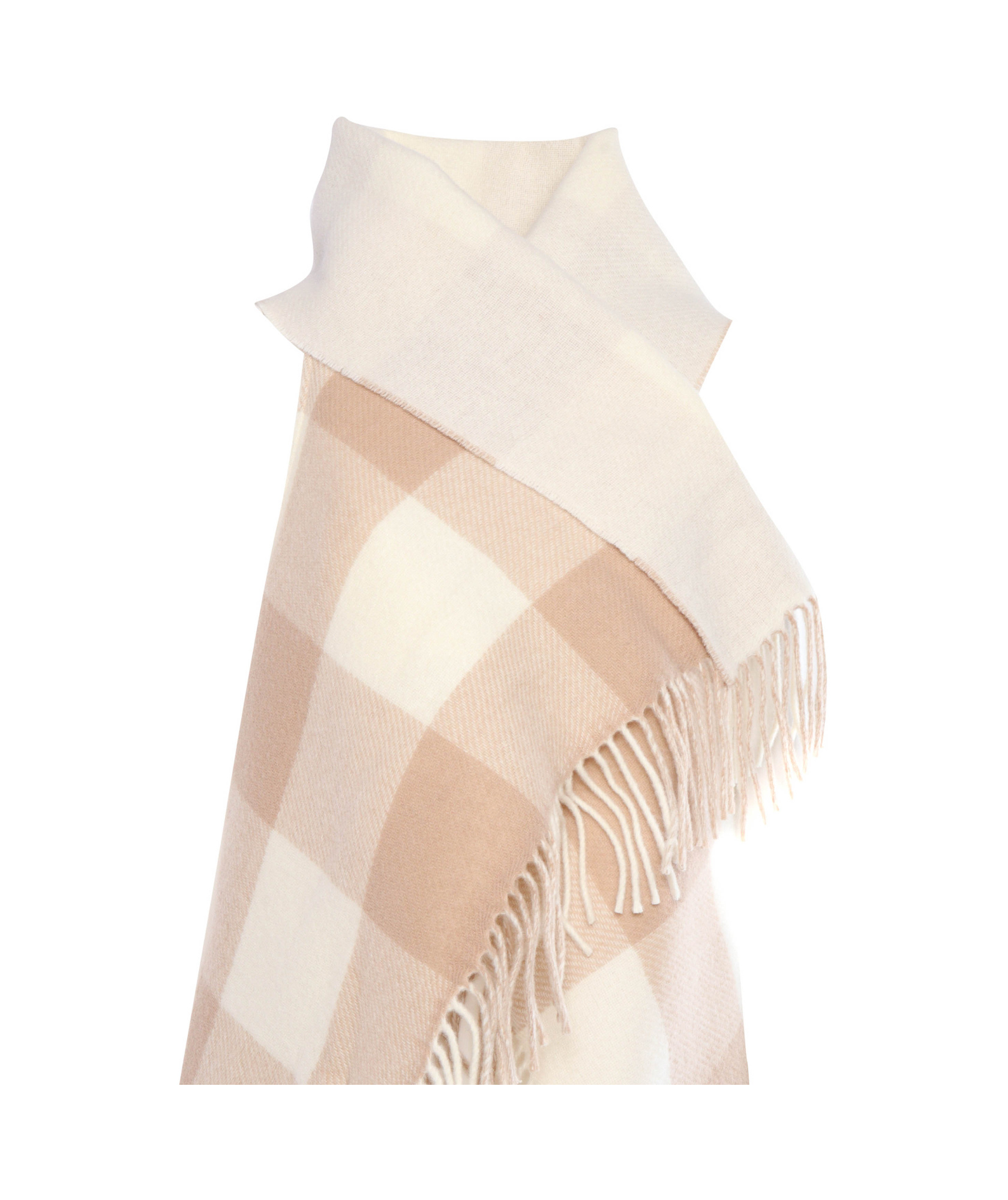 Dondup Checked Tassel Shawl In Nude