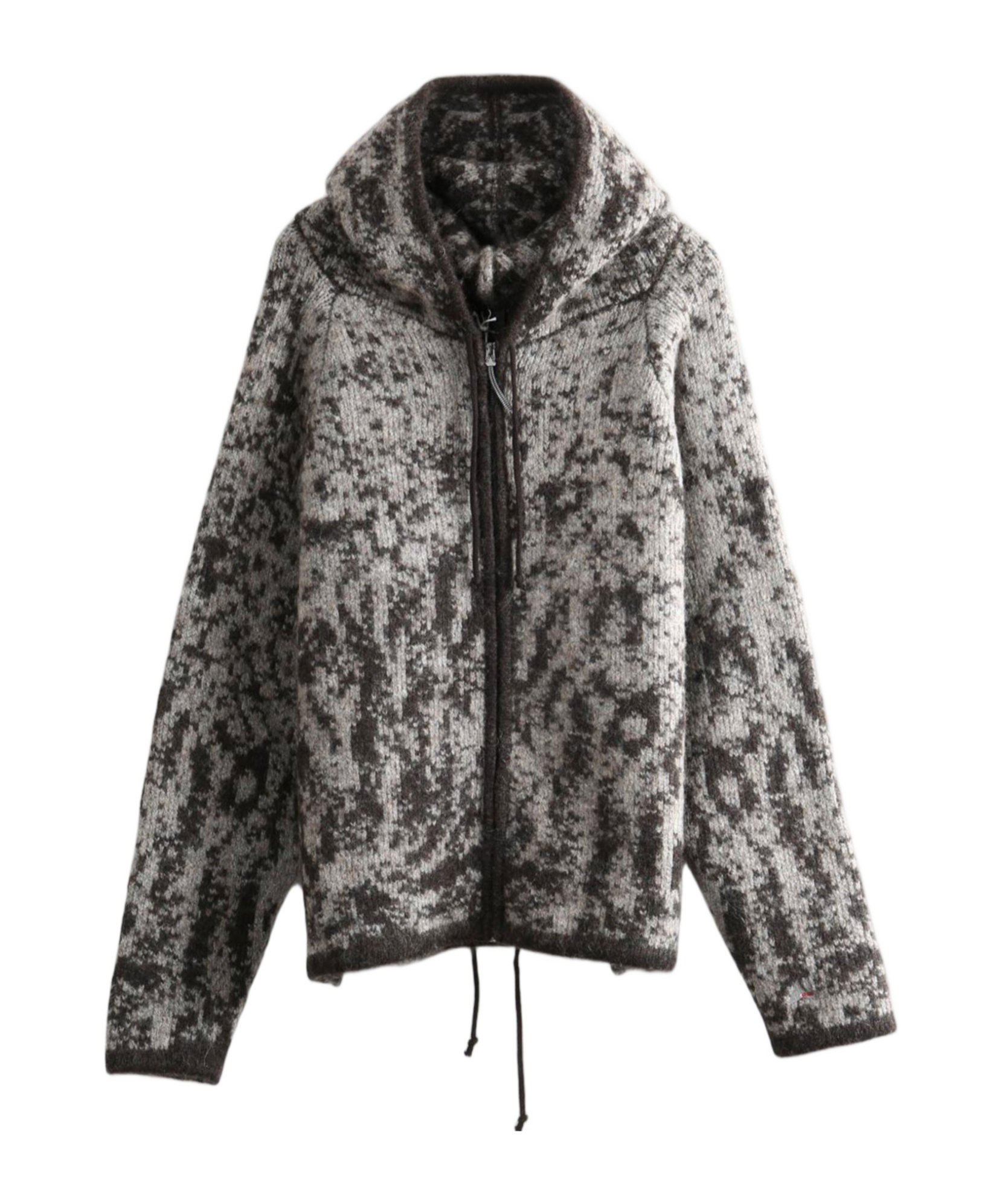 Roa Patterned Zip Hooded Sweater In Black