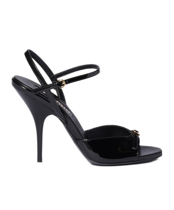 Miu Miu Sandales En Cuir Verni Avec Boucles In Black