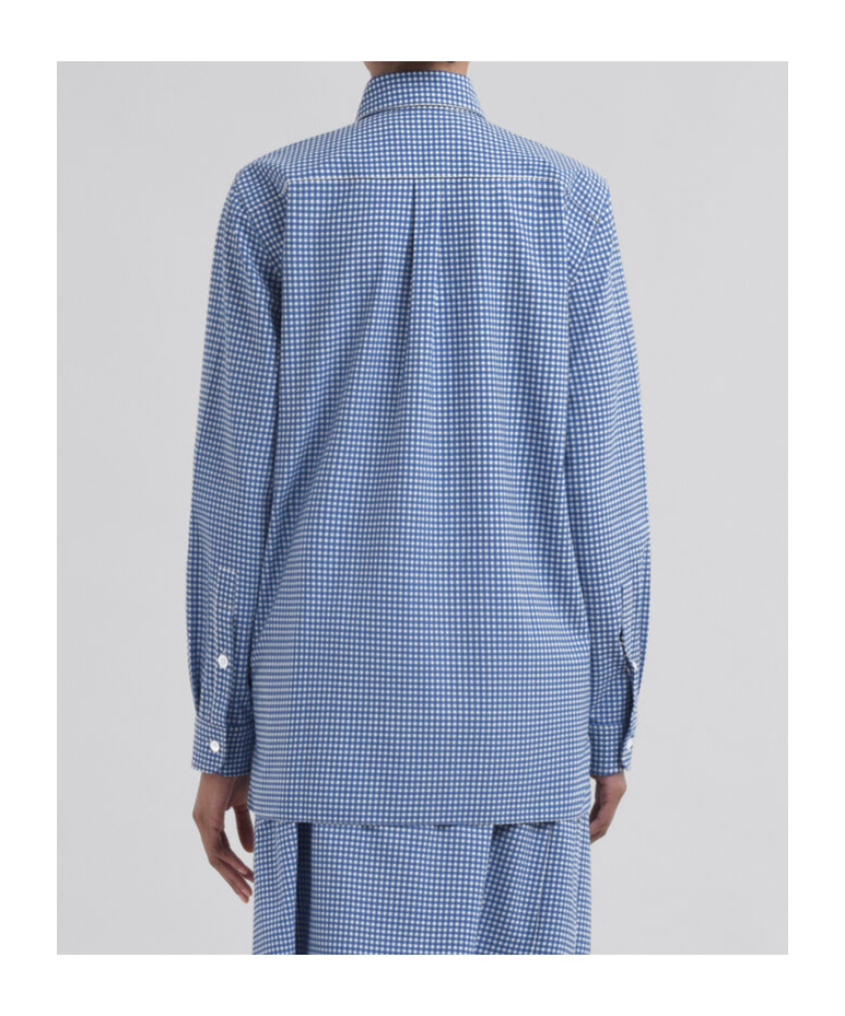 Marni Gingham-check Pleated Shirt In Blue
