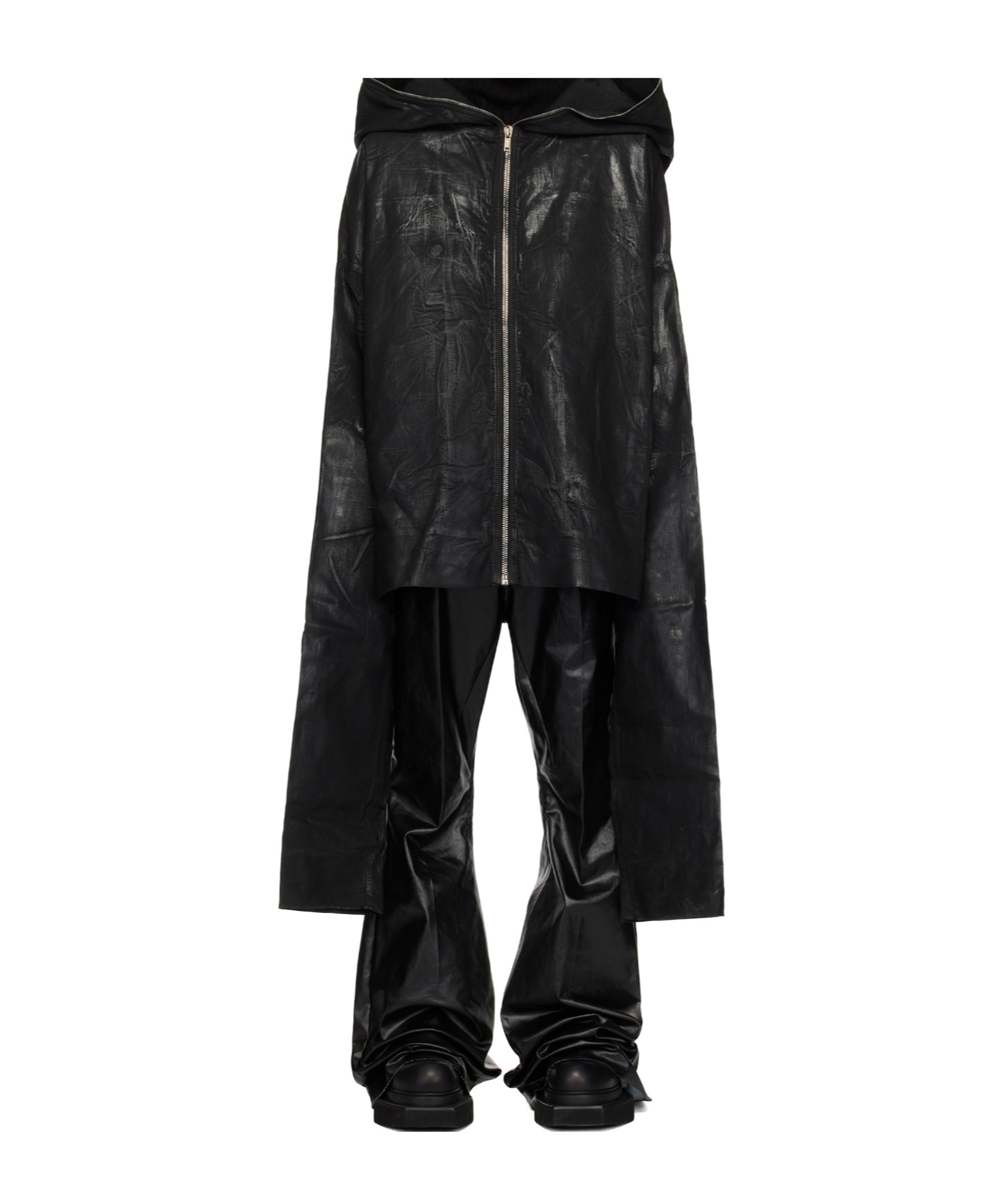 Rick Owens Drkshdw Black Hollywood Gimp Kaftan Denim Jacket In Black