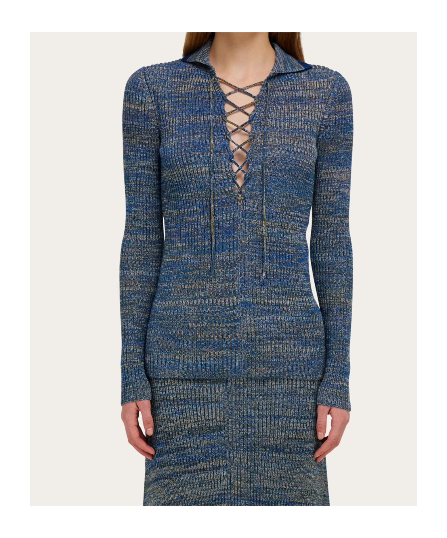 Ferragamo Long-sleeved Sweater In Blue