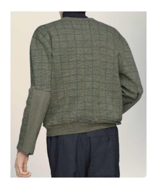 Maison Margiela V-neck Grid-pattern Wool Sweater In Green