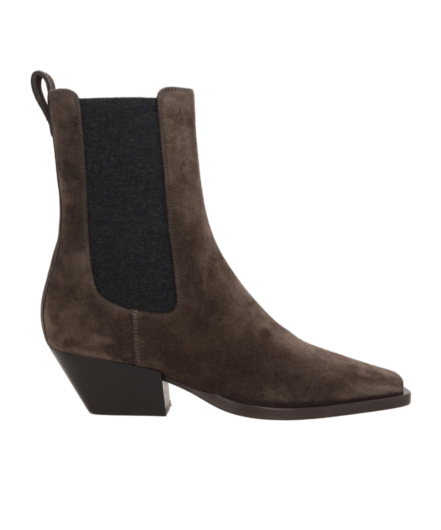 Brunello Cucinelli Square Toe Ankle Boots In Black