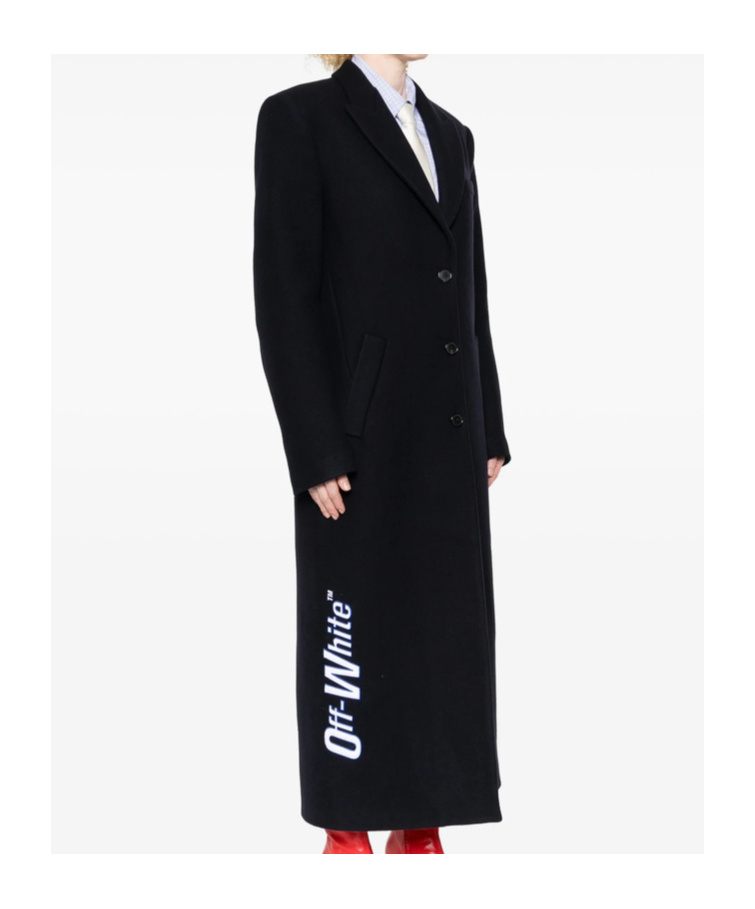 Off-white Logo-detail Coat In Black