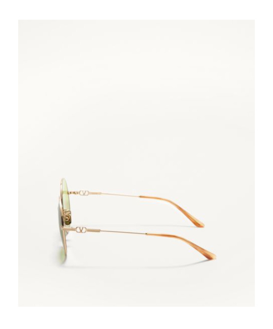 Valentino Full Frame Sunglasses In Light Gold/havana Beige/light Green