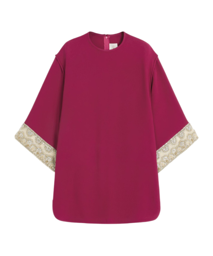 Valentino Womens Phalaris Magenta Cady Couture Embroidered Silk Top In Red