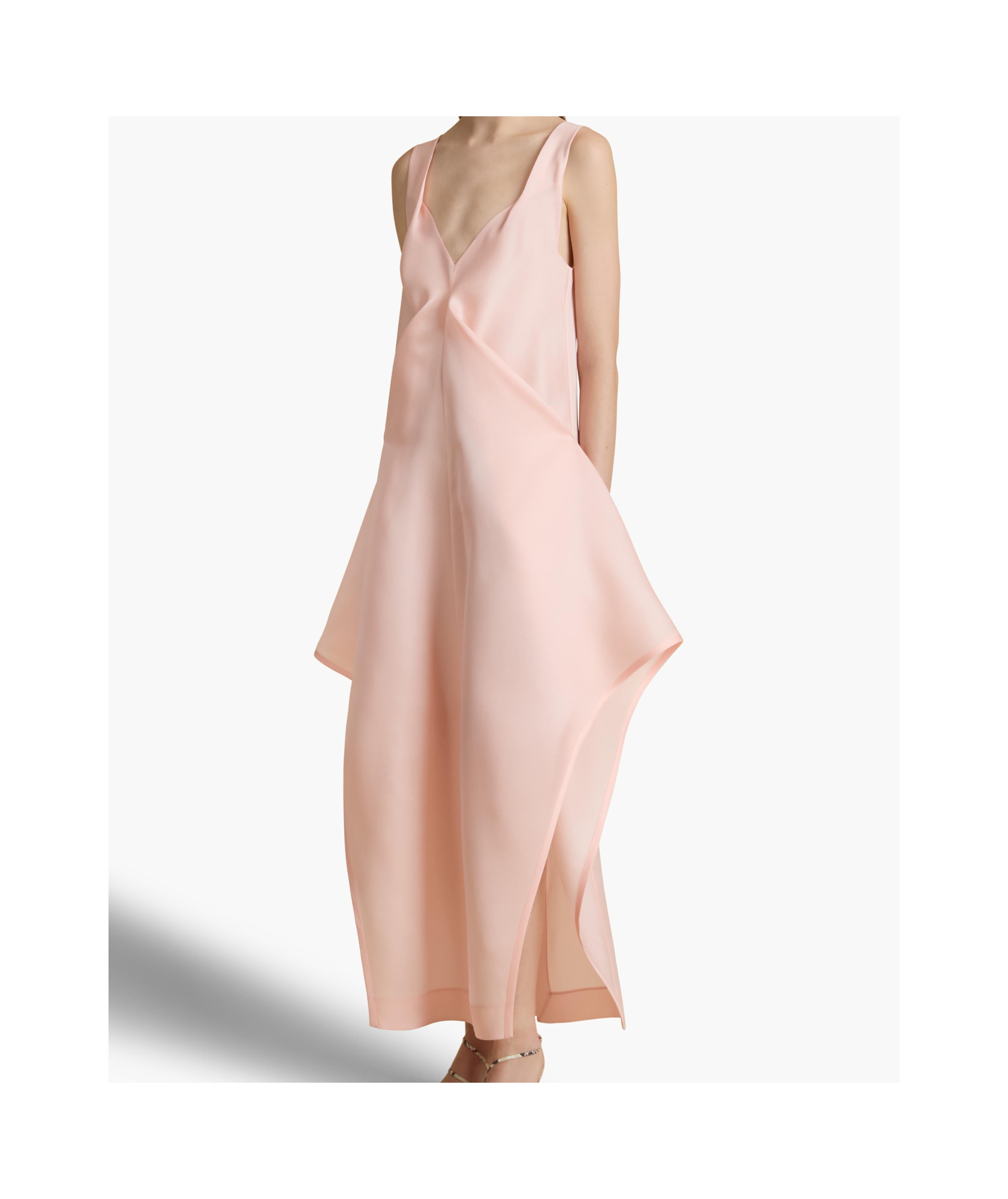 Khaite Kenith Flared Silk Organza Maxi Dress In Pink