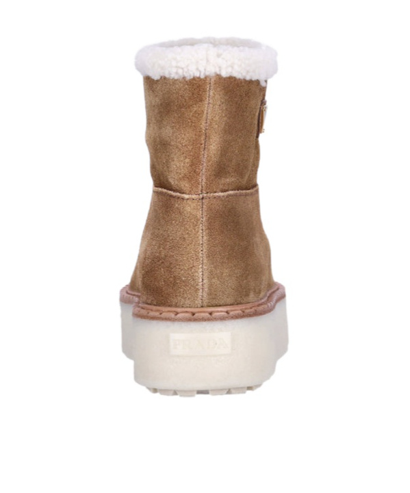 Prada Evolve Genuine Shearling Bootie In Brown
