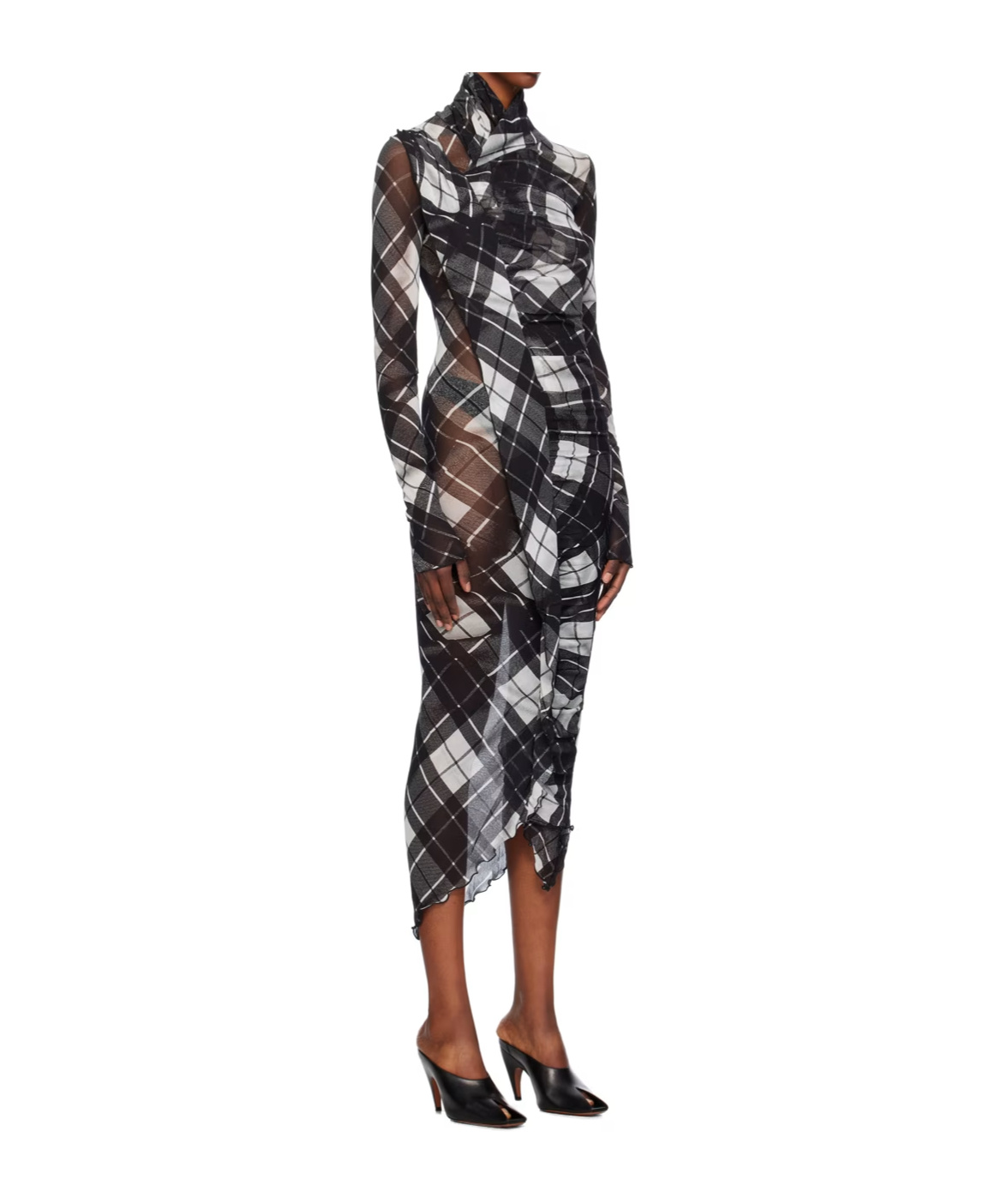 Jean Paul Gaultier Check Pattern Dress In Black