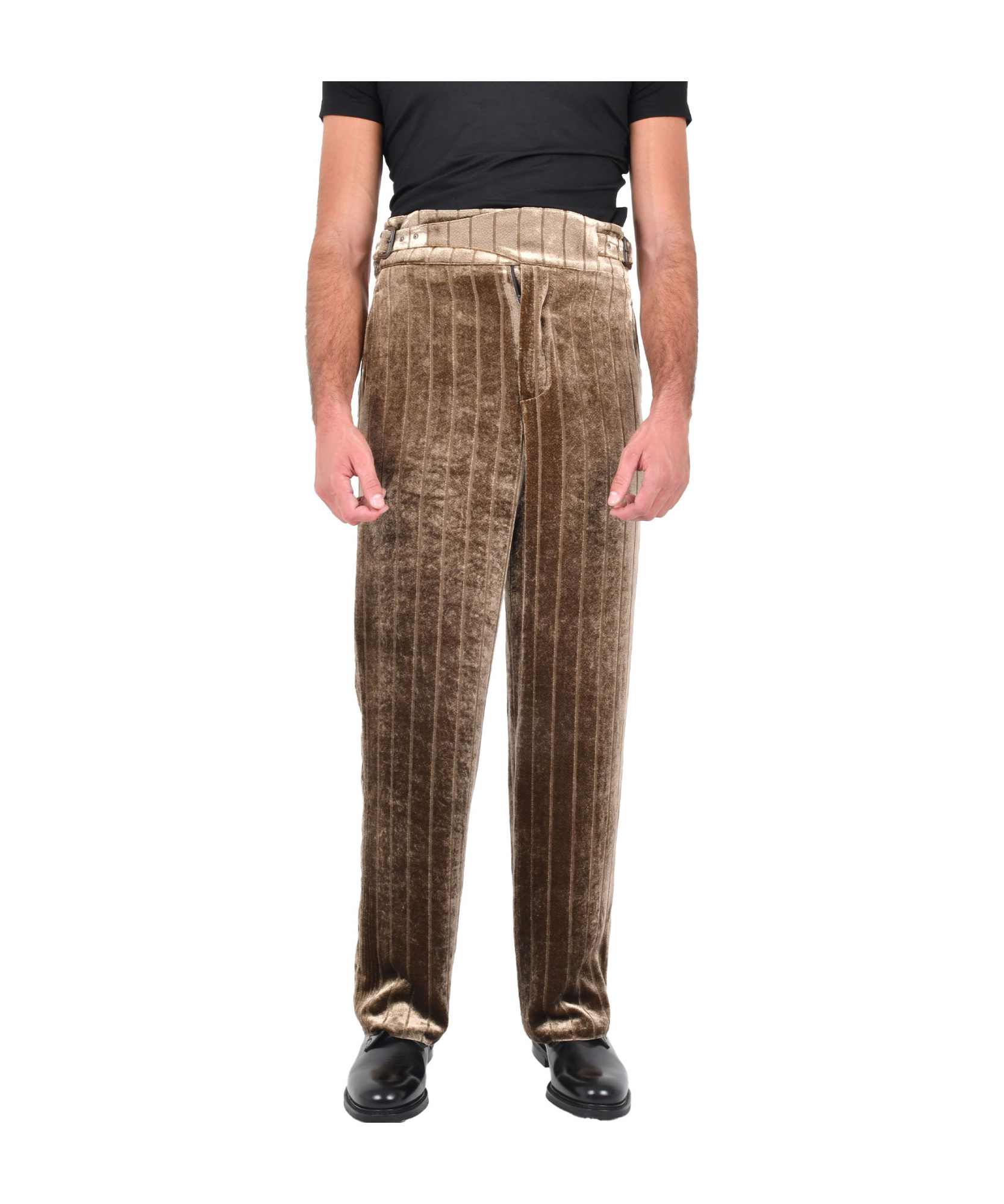 Emporio Armani High Waist Straight Leg Trousers In Brown