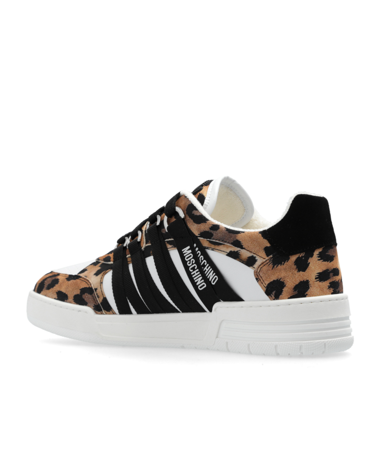 Moschino Streetball Leopard Print Low-top Sneakers In White
