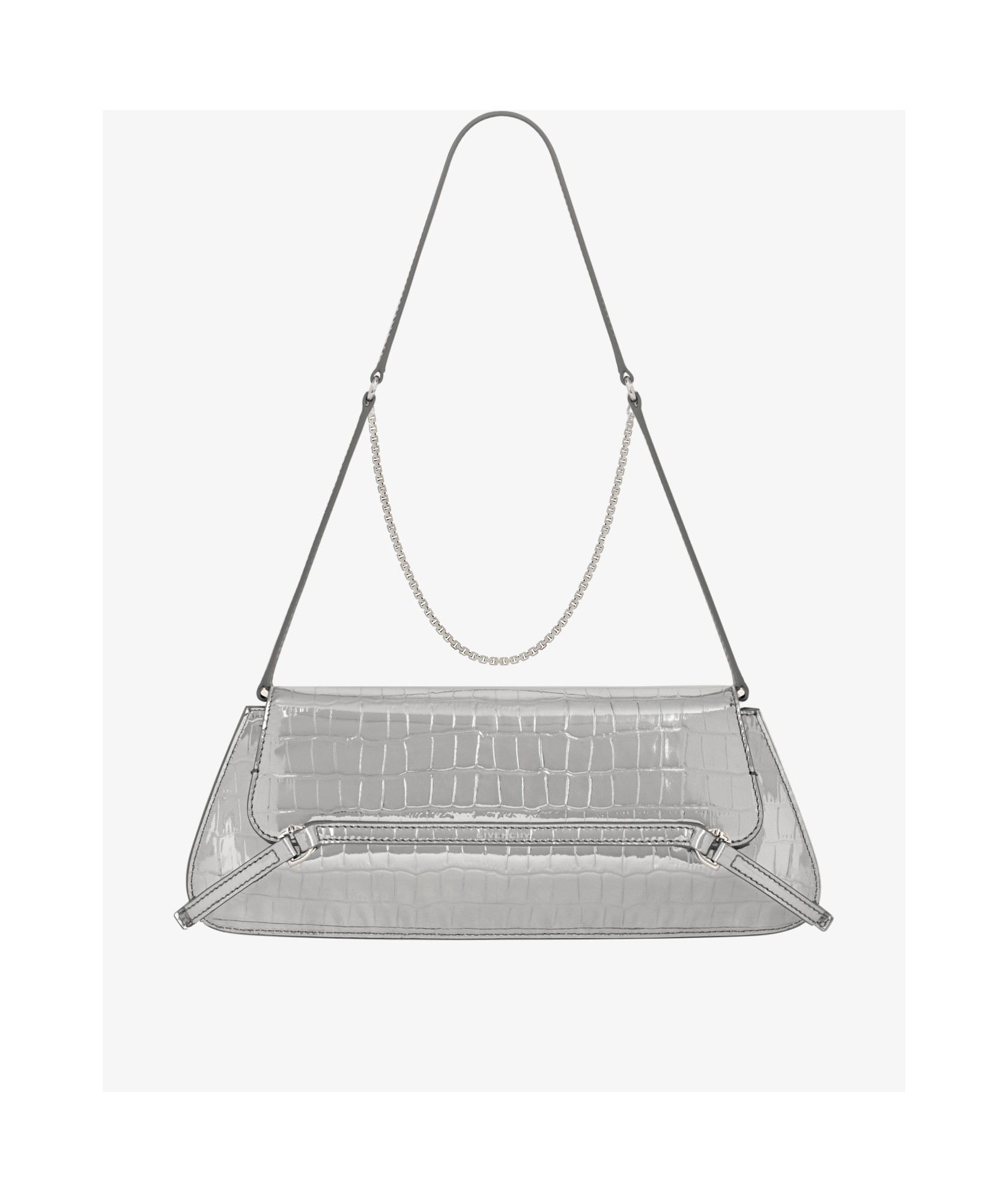 Givenchy Voyou Clutch Bag In Crocodile Effect Leather In Gray