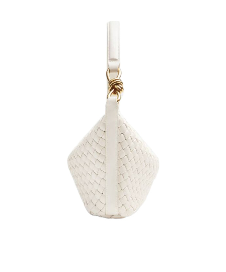 Bottega Veneta Small Woven Shoulder Bag In White