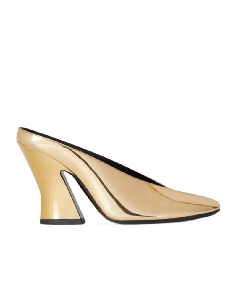 Givenchy Sculpted Heeled Mules In Mirror Effect Leather In Gold