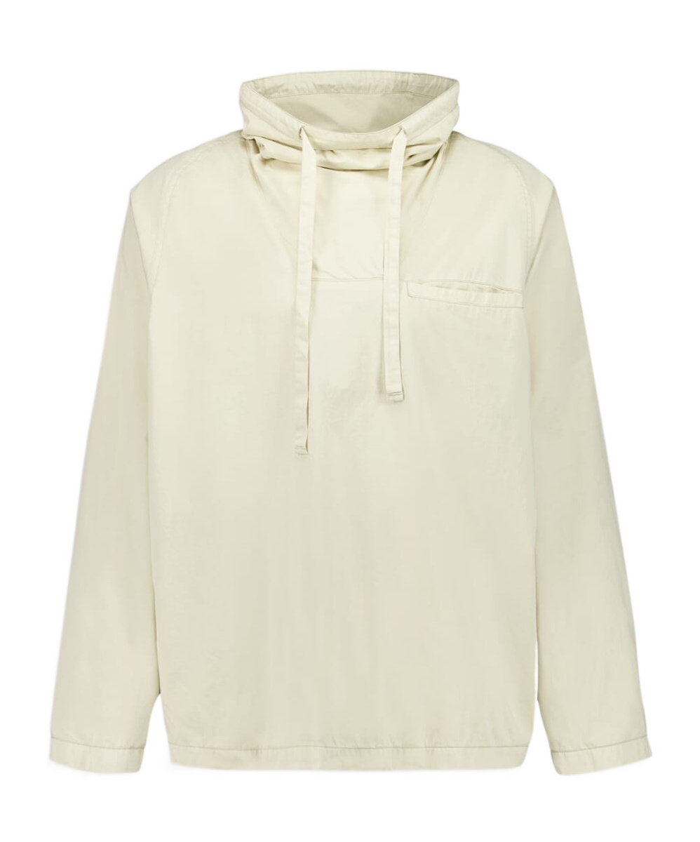 Lemaire Funnel Neck Long Sleeved Drawstring Sweatshirt In White