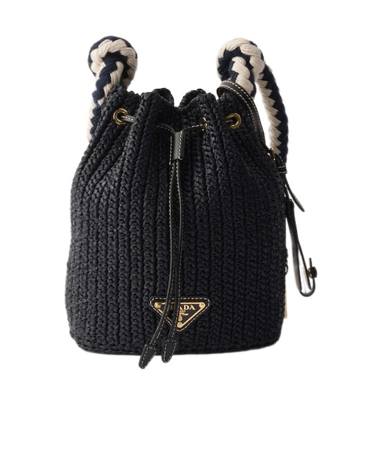 Prada Woven Drawstring Bucket Bag