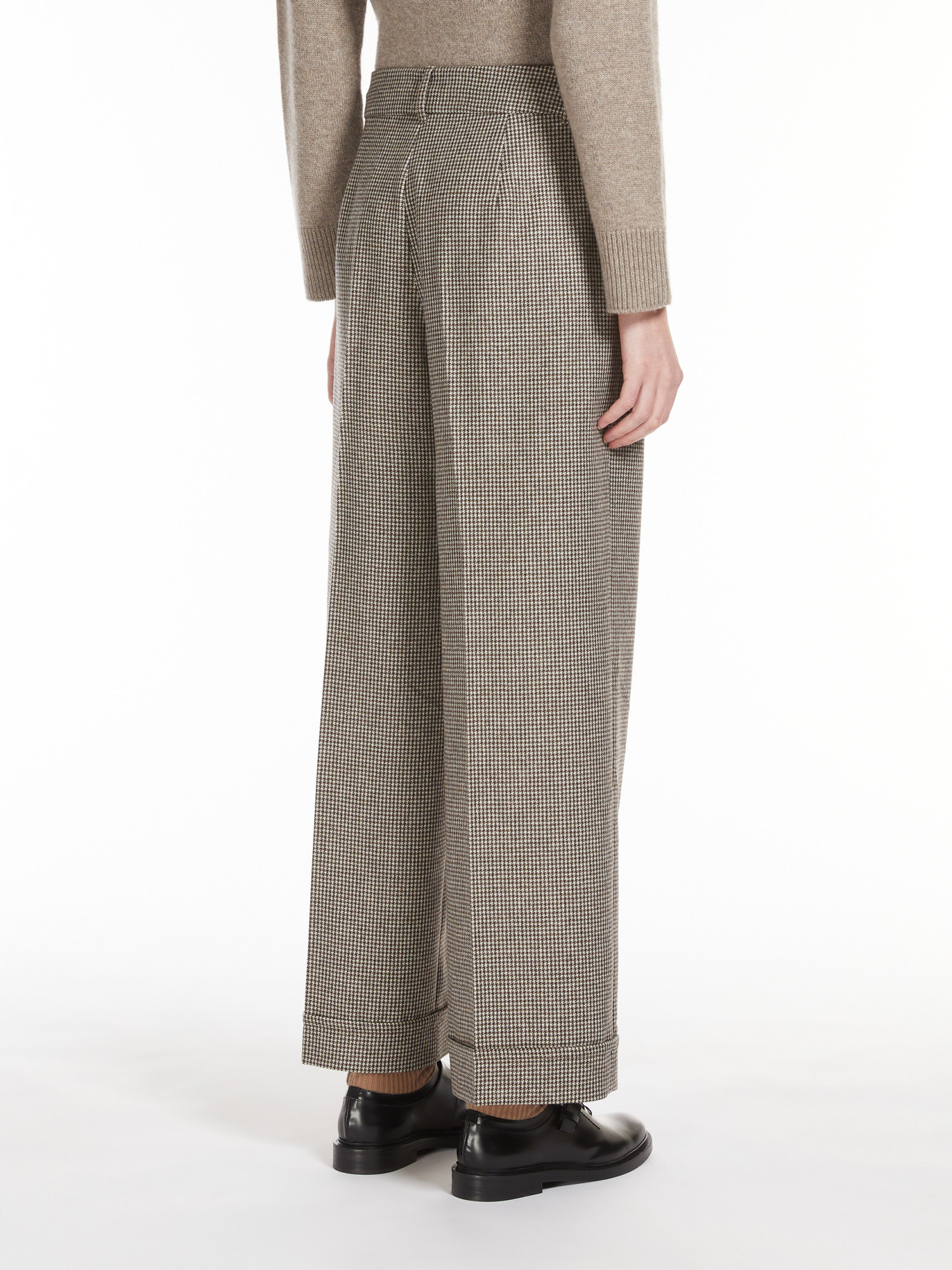 Max Mara Wool Cashmere Wide-leg Pants In Nude