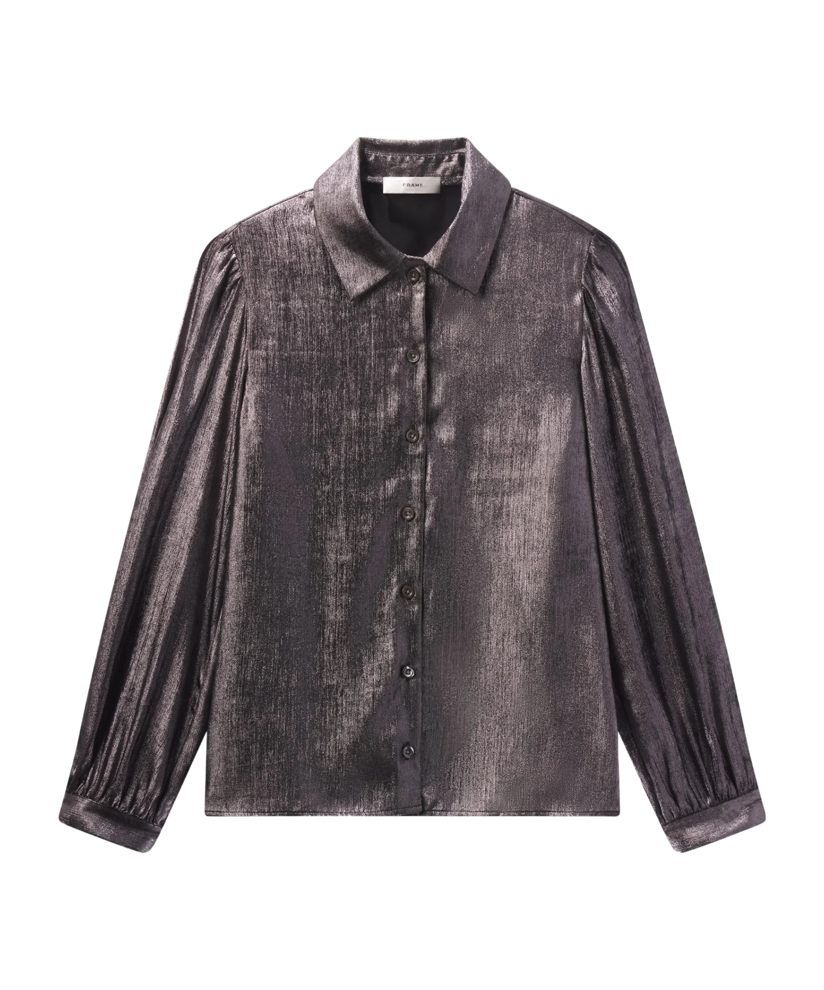 Frame The Shiny Staple Blouse In Brown